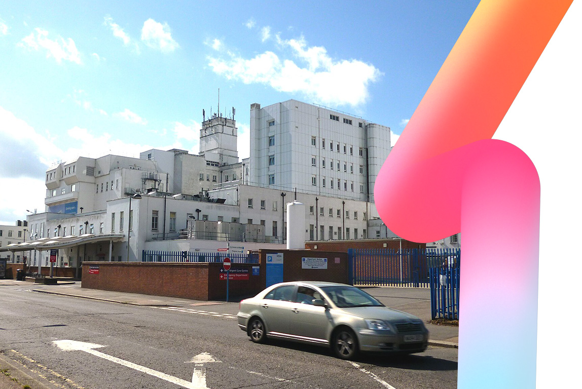 A photograph of St Helier Hospital