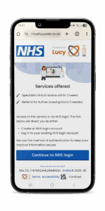 A mobile Device showing Virtual Lucy's login screen
