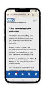 A mobile Device showing Virtual Lucy's result screen
